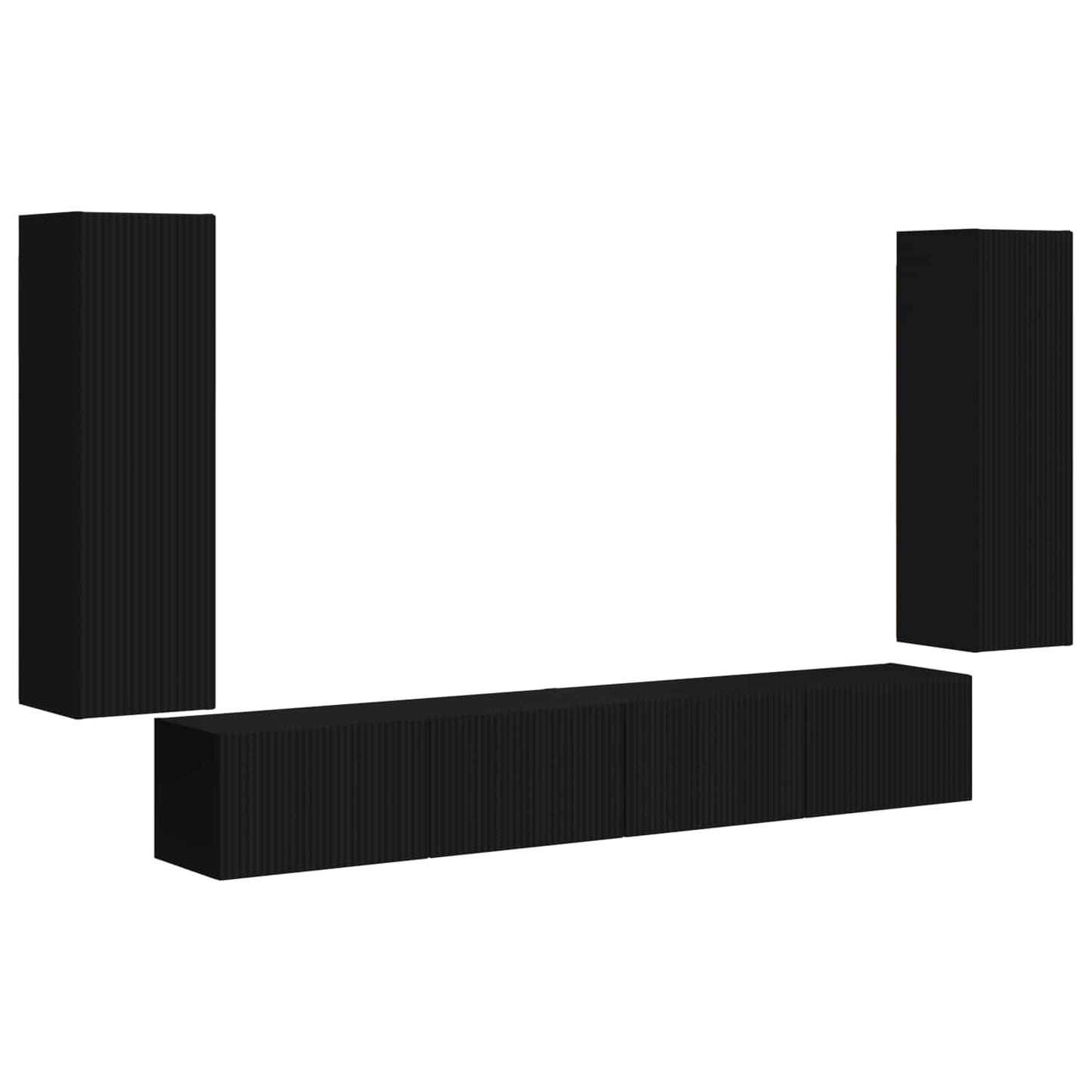 TV-Wandregal-Set Wandmontiert 4 pcs Schwarz Holzwerkstoff
