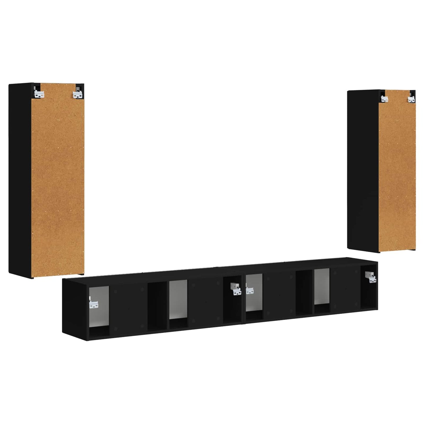 TV-Wandregal-Set Wandmontiert 4 pcs Schwarz Holzwerkstoff