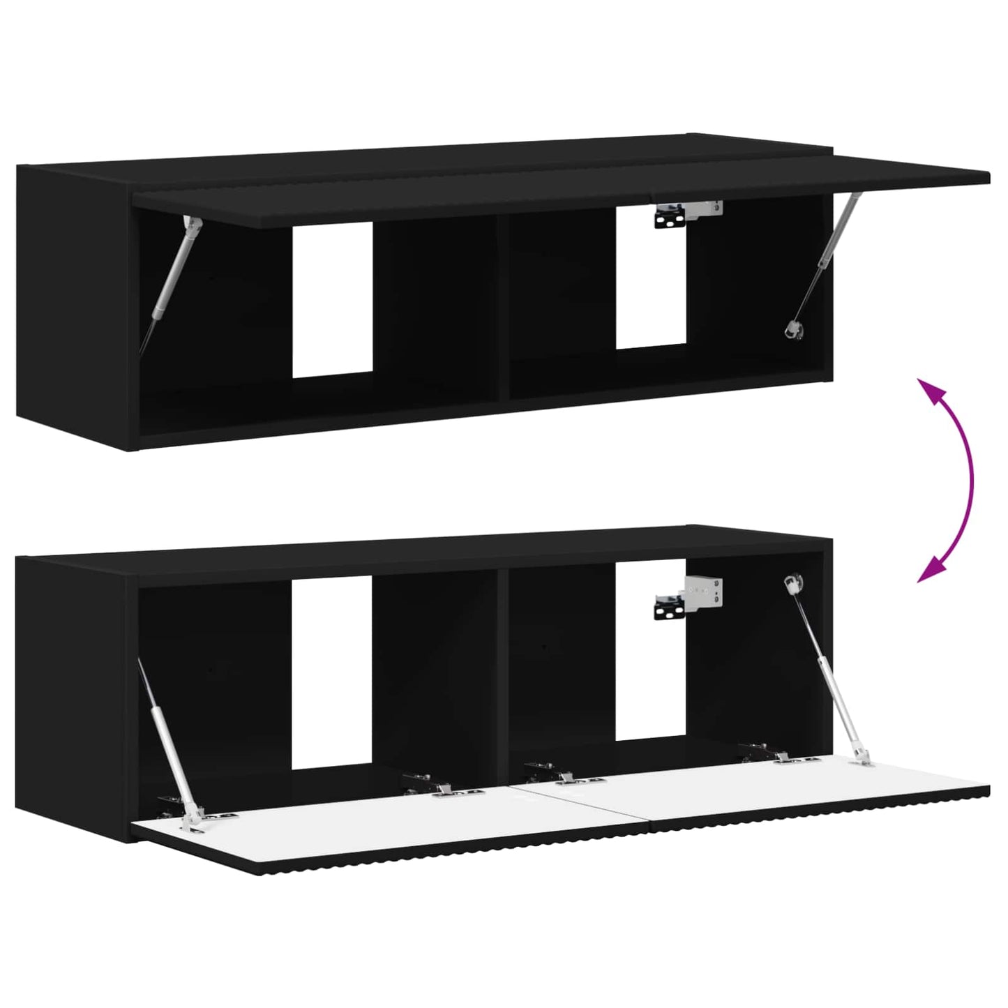 TV-Wandregal-Set Wandmontiert 4 pcs Schwarz Holzwerkstoff
