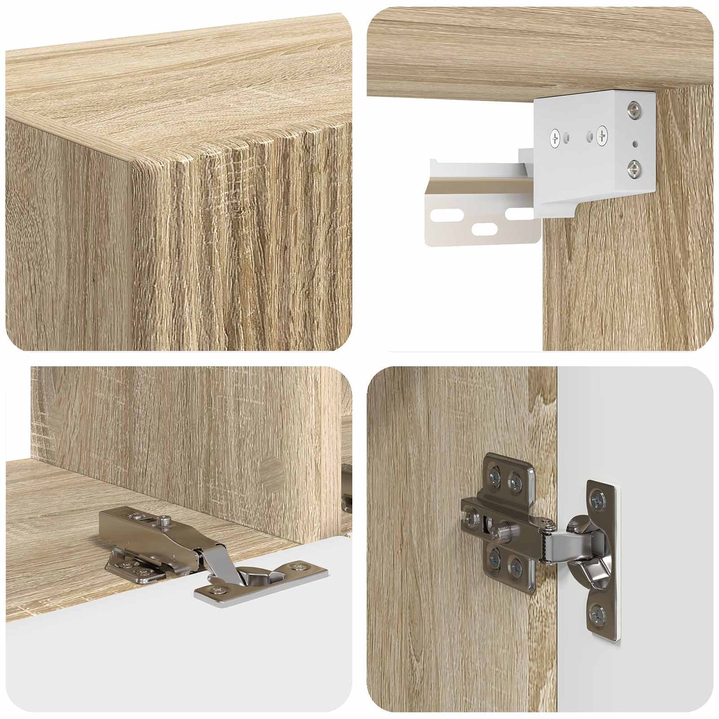 TV-Wandregal-Set Wandmontiert 4 pcs Sonoma-Eiche Holzwerkstoff