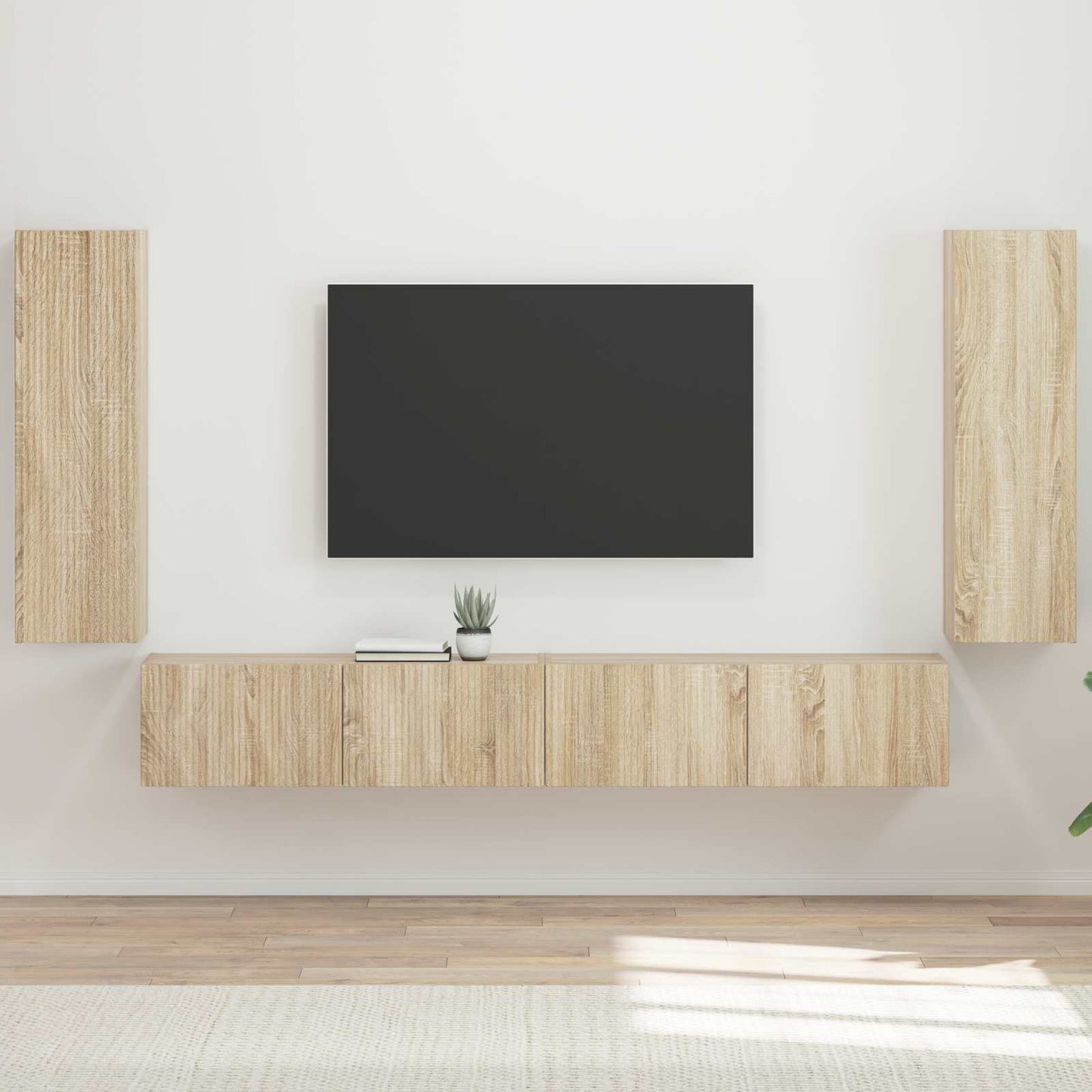 TV-Wandregal-Set Wandmontiert 4 pcs Sonoma-Eiche Holzwerkstoff