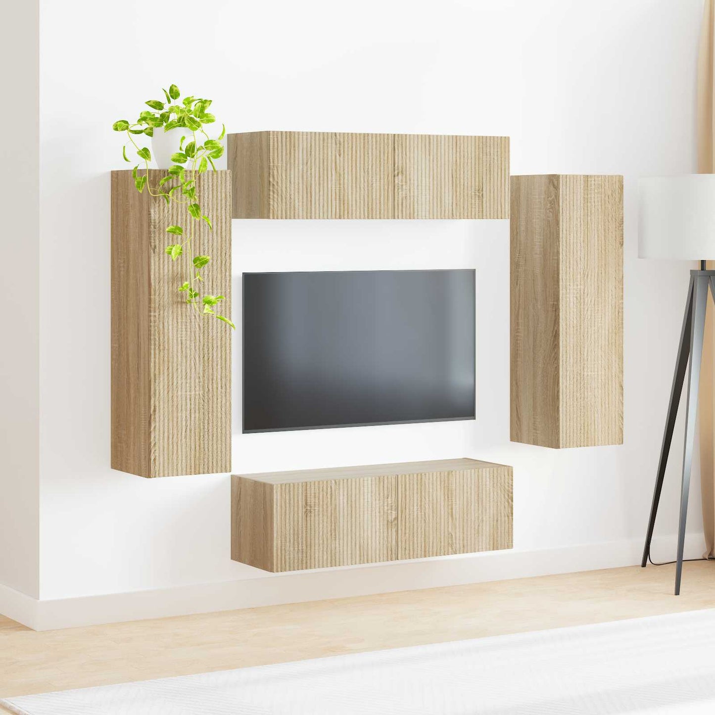 TV-Wandregal-Set Wandmontiert 4 pcs Sonoma-Eiche Holzwerkstoff