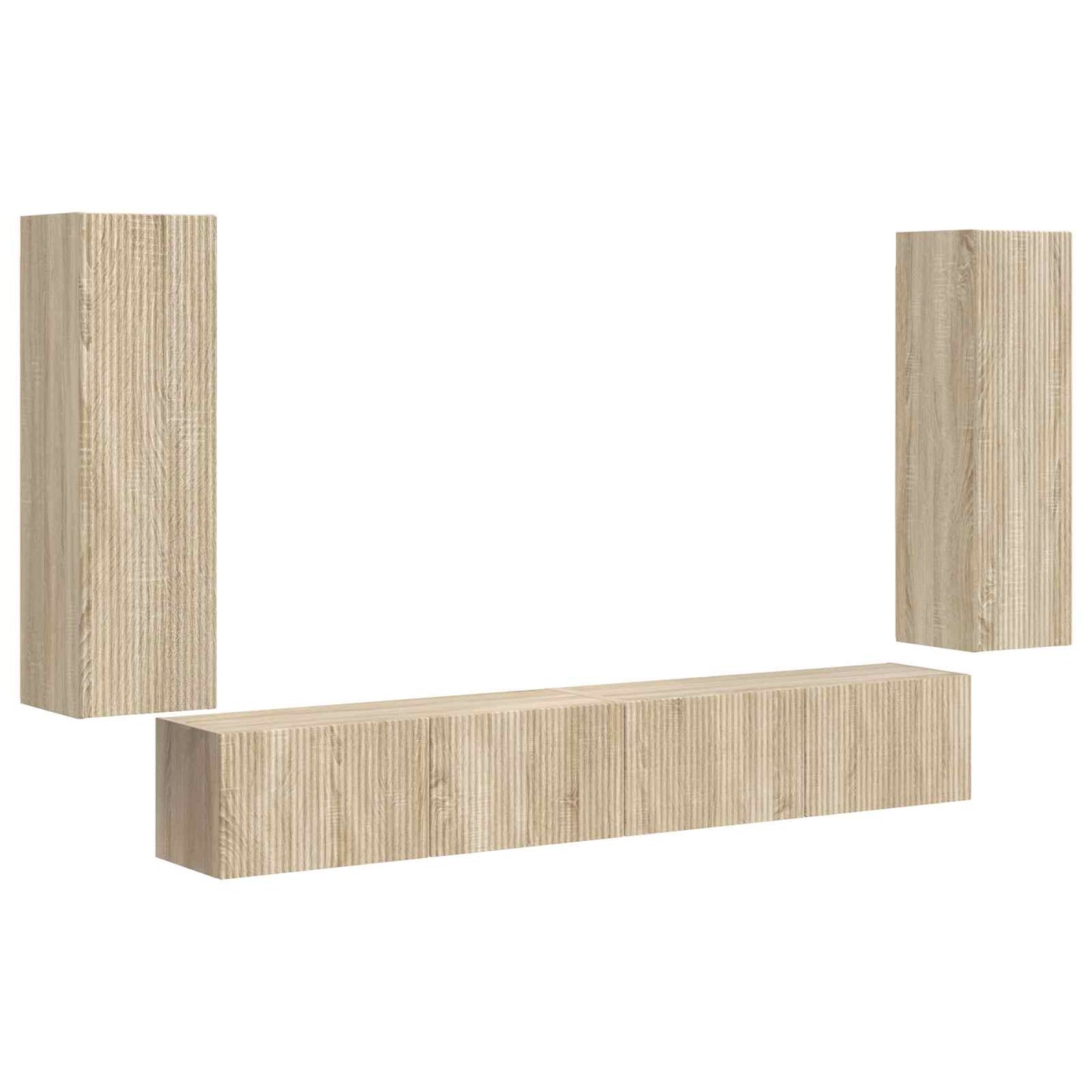 TV-Wandregal-Set Wandmontiert 4 pcs Sonoma-Eiche Holzwerkstoff