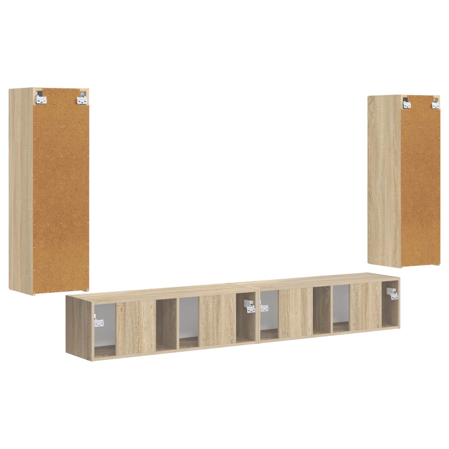 TV-Wandregal-Set Wandmontiert 4 pcs Sonoma-Eiche Holzwerkstoff