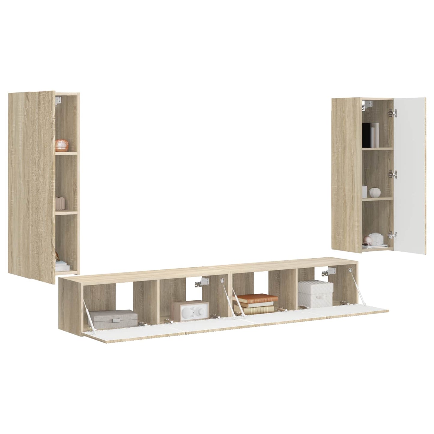 TV-Wandregal-Set Wandmontiert 4 pcs Sonoma-Eiche Holzwerkstoff