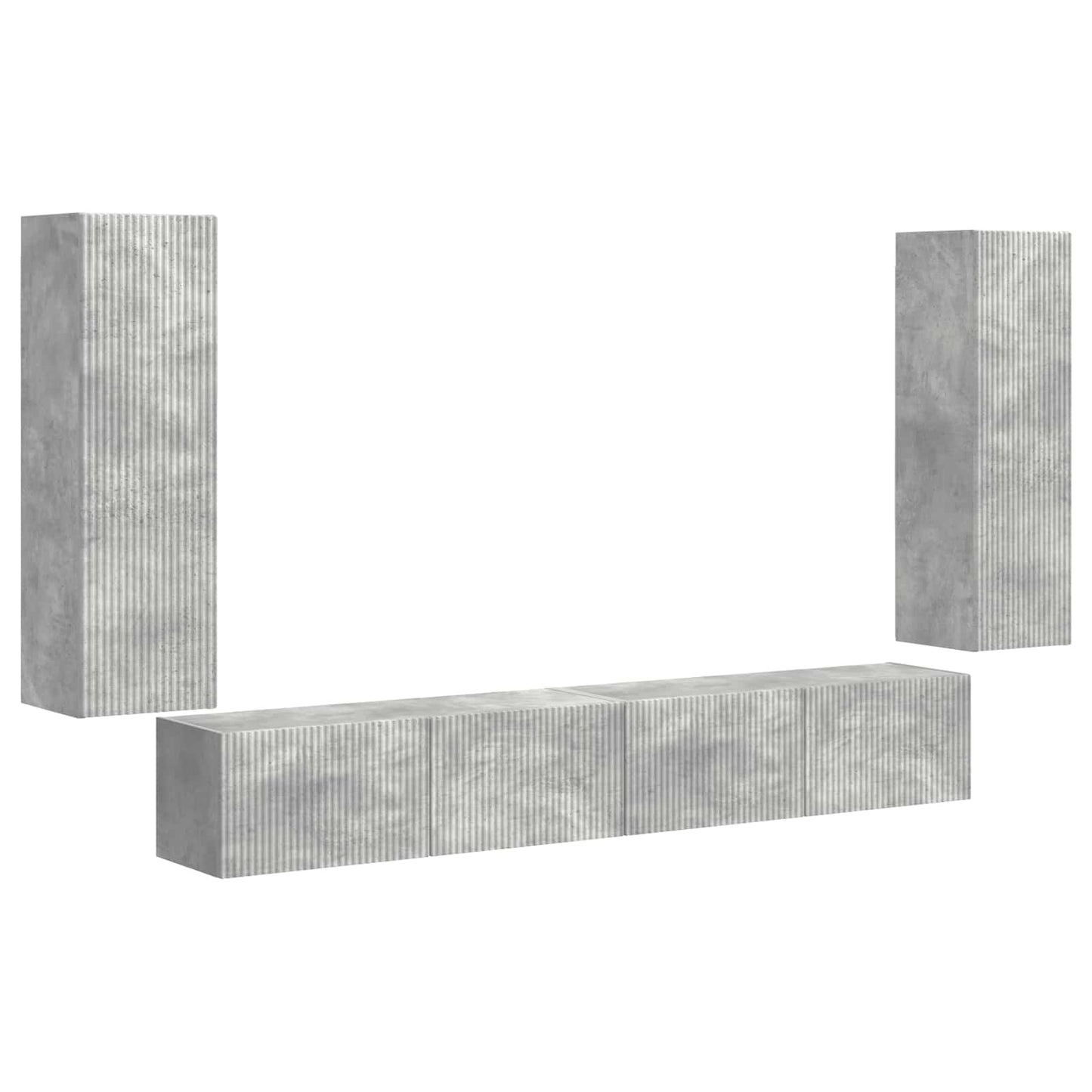 TV-Wandregal-Set Wandmontiert 4 pcs Beton Grau Holzwerkstoff