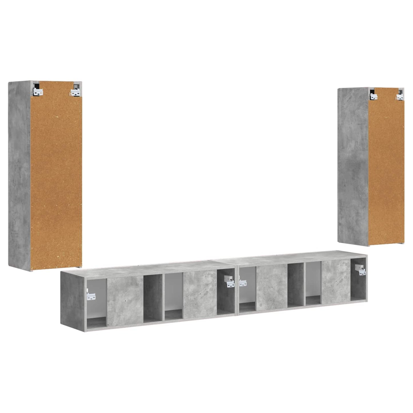 TV-Wandregal-Set Wandmontiert 4 pcs Beton Grau Holzwerkstoff