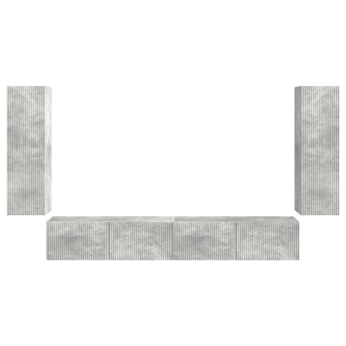 TV-Wandregal-Set Wandmontiert 4 pcs Beton Grau Holzwerkstoff