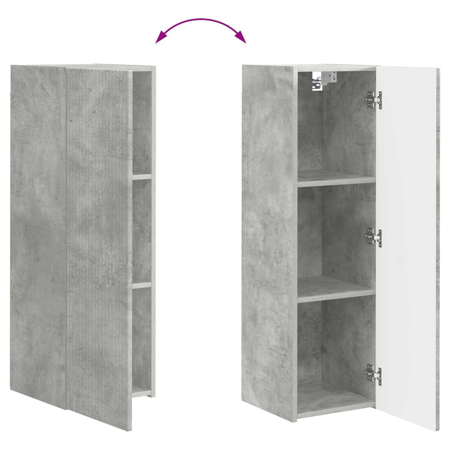 TV-Wandregal-Set Wandmontiert 4 pcs Beton Grau Holzwerkstoff