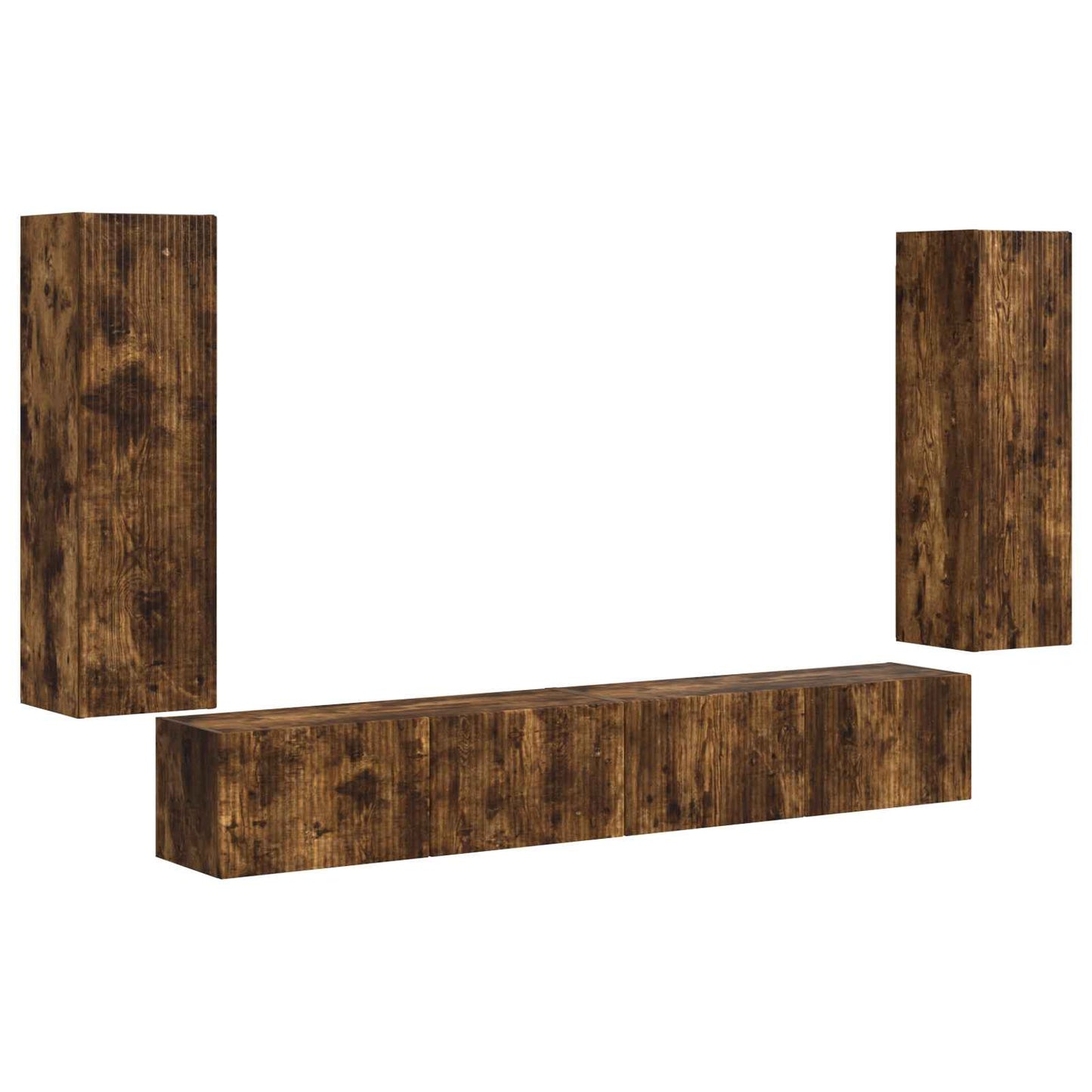 TV-Wandregal-Set 4 pcs Geräucherte Eiche Holzwerkstoff