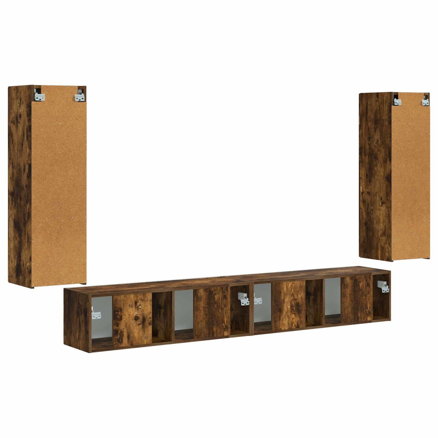 TV-Wandregal-Set 4 pcs Geräucherte Eiche Holzwerkstoff