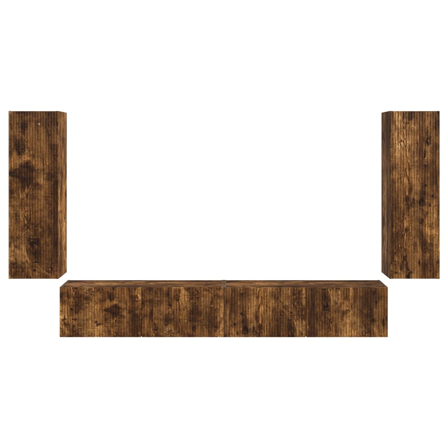 TV-Wandregal-Set 4 pcs Geräucherte Eiche Holzwerkstoff