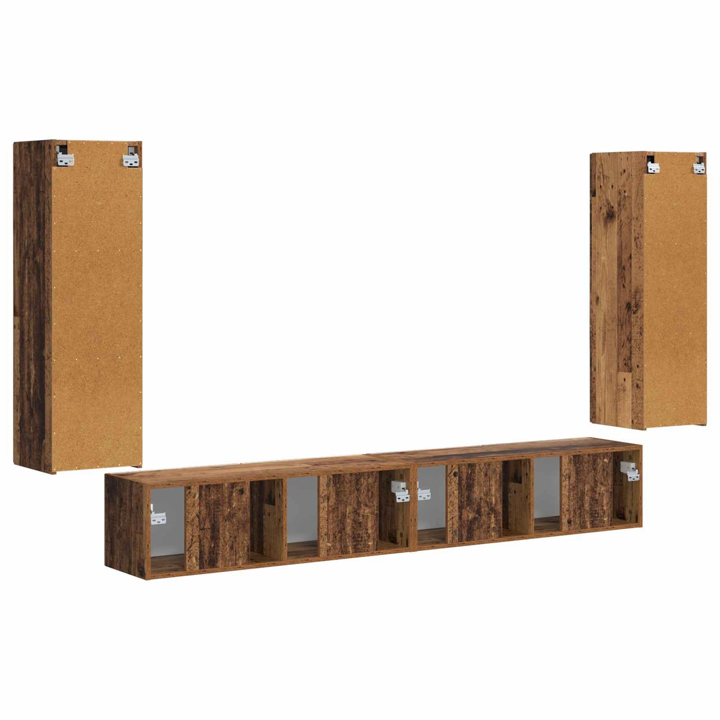 TV-Wandregal-Set Wandmontiert 4 pcs Altholz Holzwerkstoff