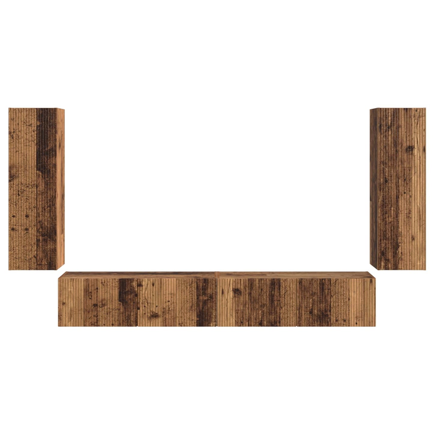 TV-Wandregal-Set Wandmontiert 4 pcs Altholz Holzwerkstoff