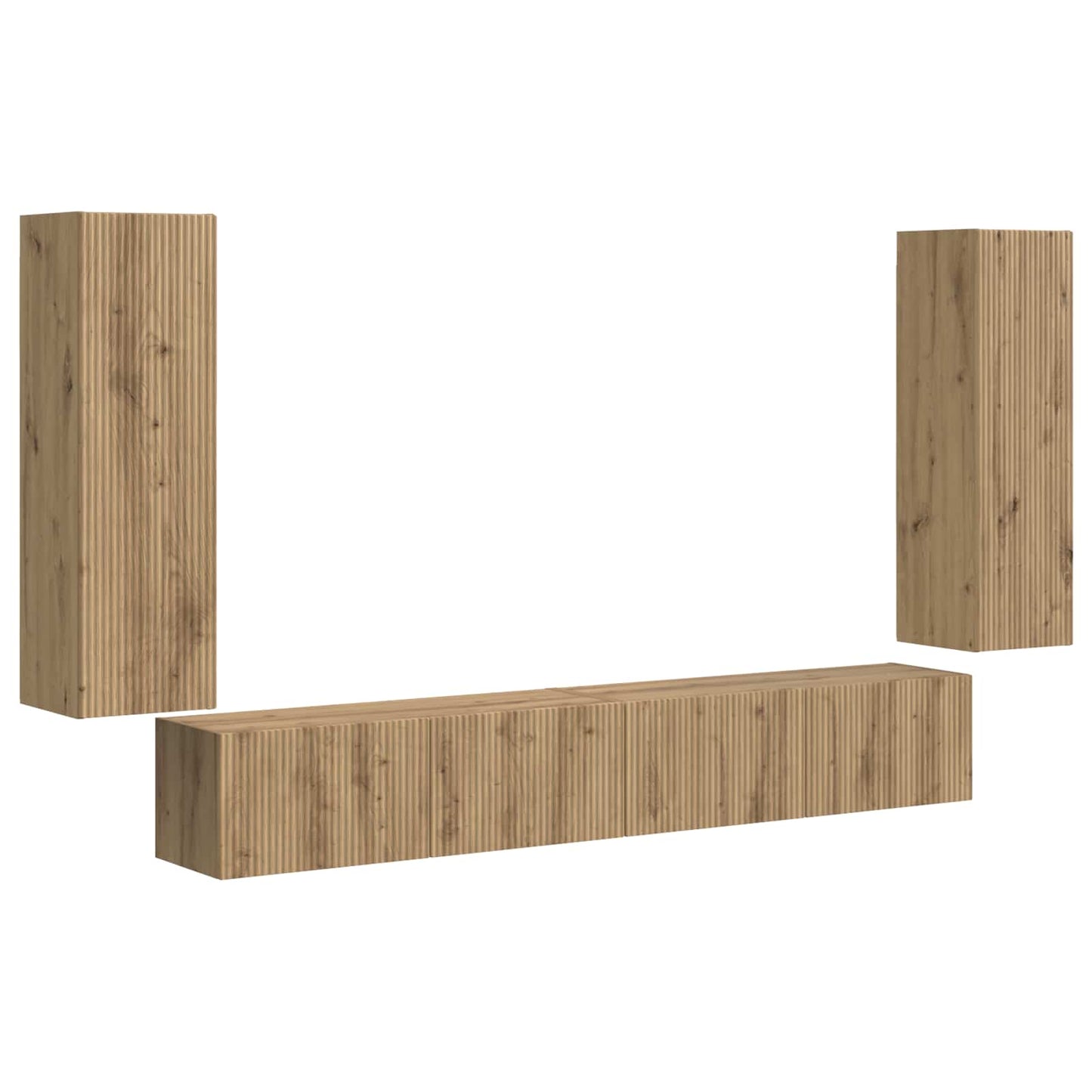 TV-Wandregal-Set Wandmontiert 4 pcs Artisan-Eiche Holzwerkstoff