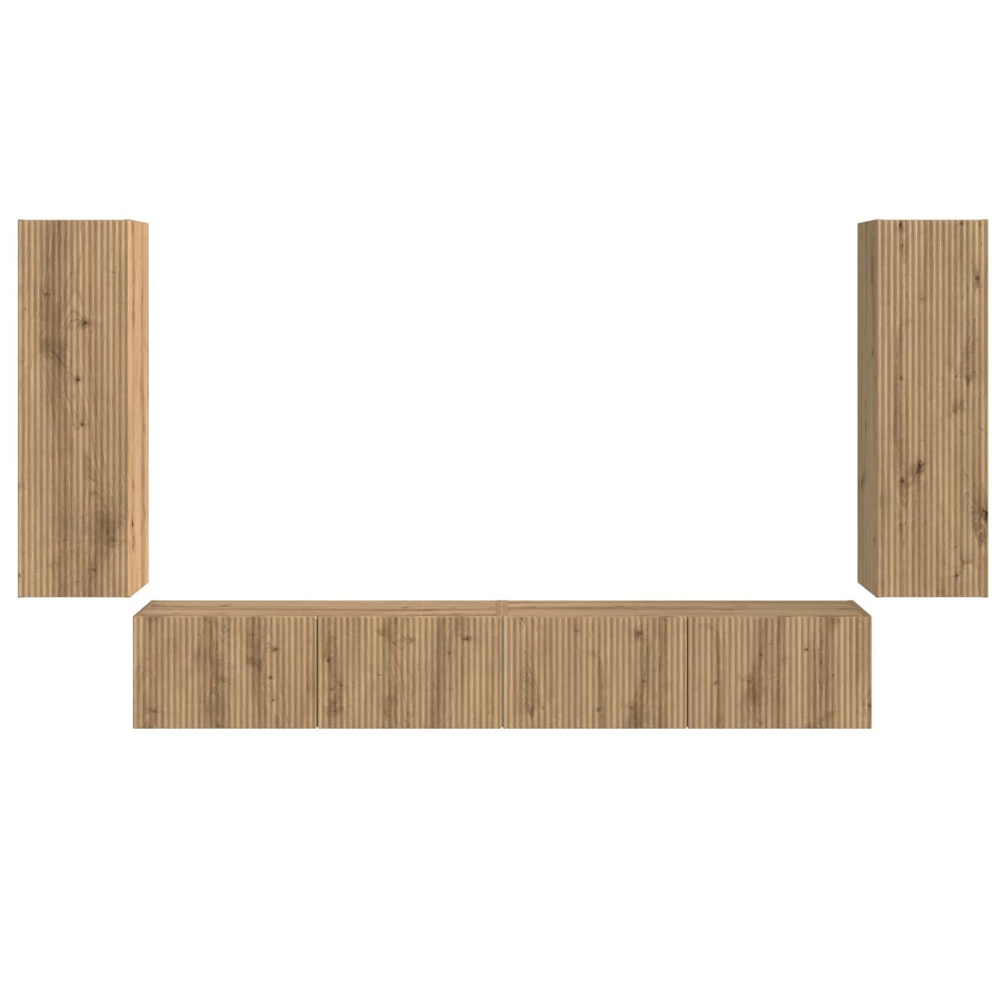 TV-Wandregal-Set Wandmontiert 4 pcs Artisan-Eiche Holzwerkstoff