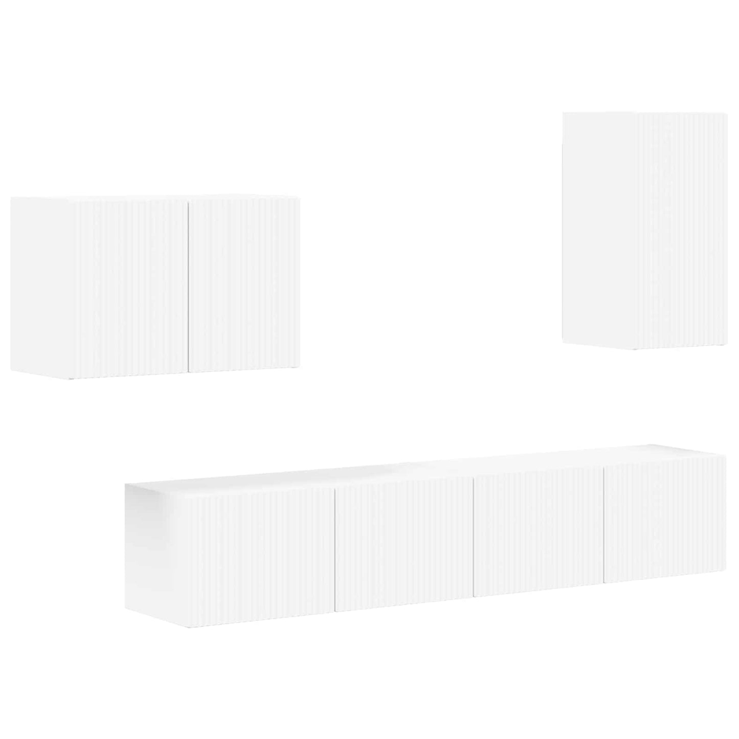 TV-Wandregal-Set Wandmontiert 4 pcs Weiß Holzwerkstoff