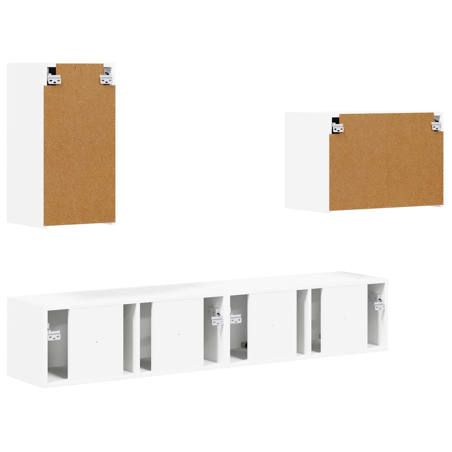 TV-Wandregal-Set Wandmontiert 4 pcs Weiß Holzwerkstoff
