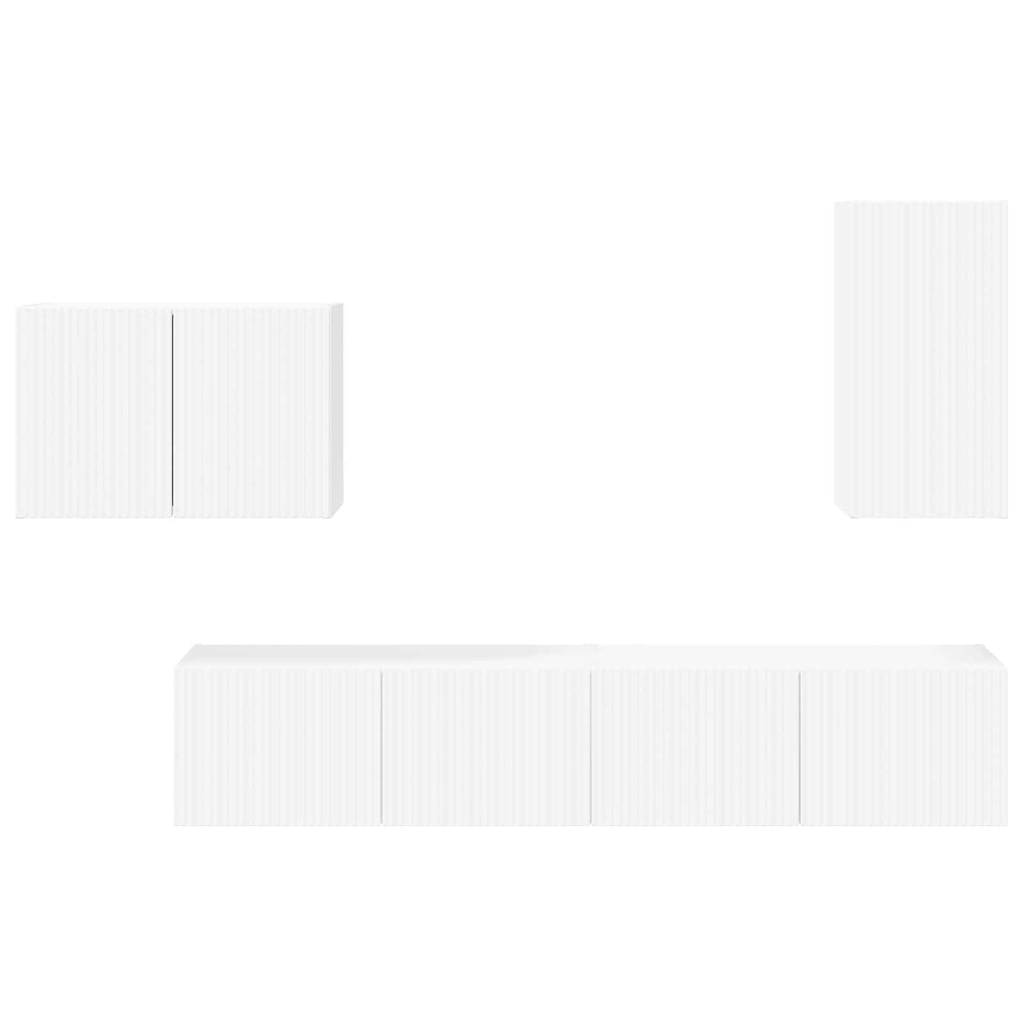 TV-Wandregal-Set Wandmontiert 4 pcs Weiß Holzwerkstoff