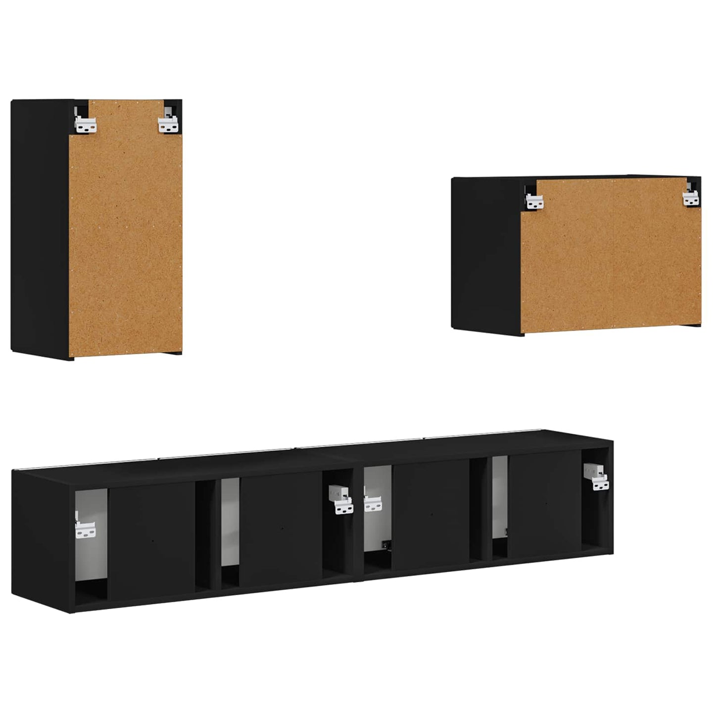 TV-Wandregal-Set Wandmontiert 4 pcs Schwarz Holzwerkstoff