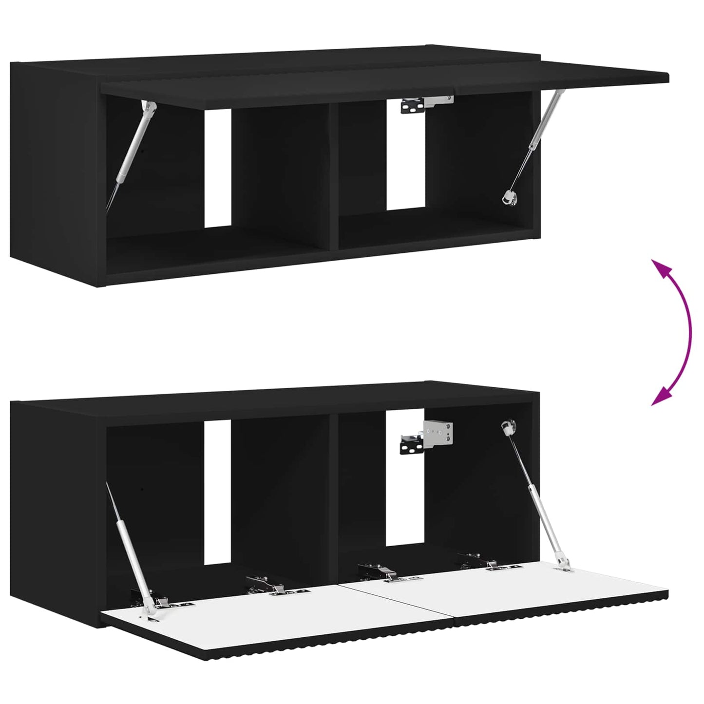 TV-Wandregal-Set Wandmontiert 4 pcs Schwarz Holzwerkstoff