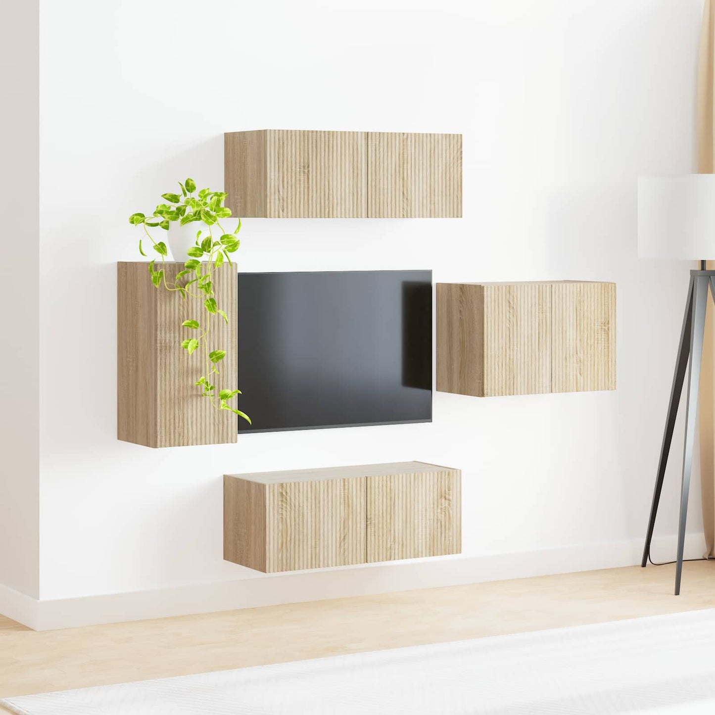 TV-Wandregal-Set Wandmontiert 4 pcs Sonoma-Eiche Holzwerkstoff