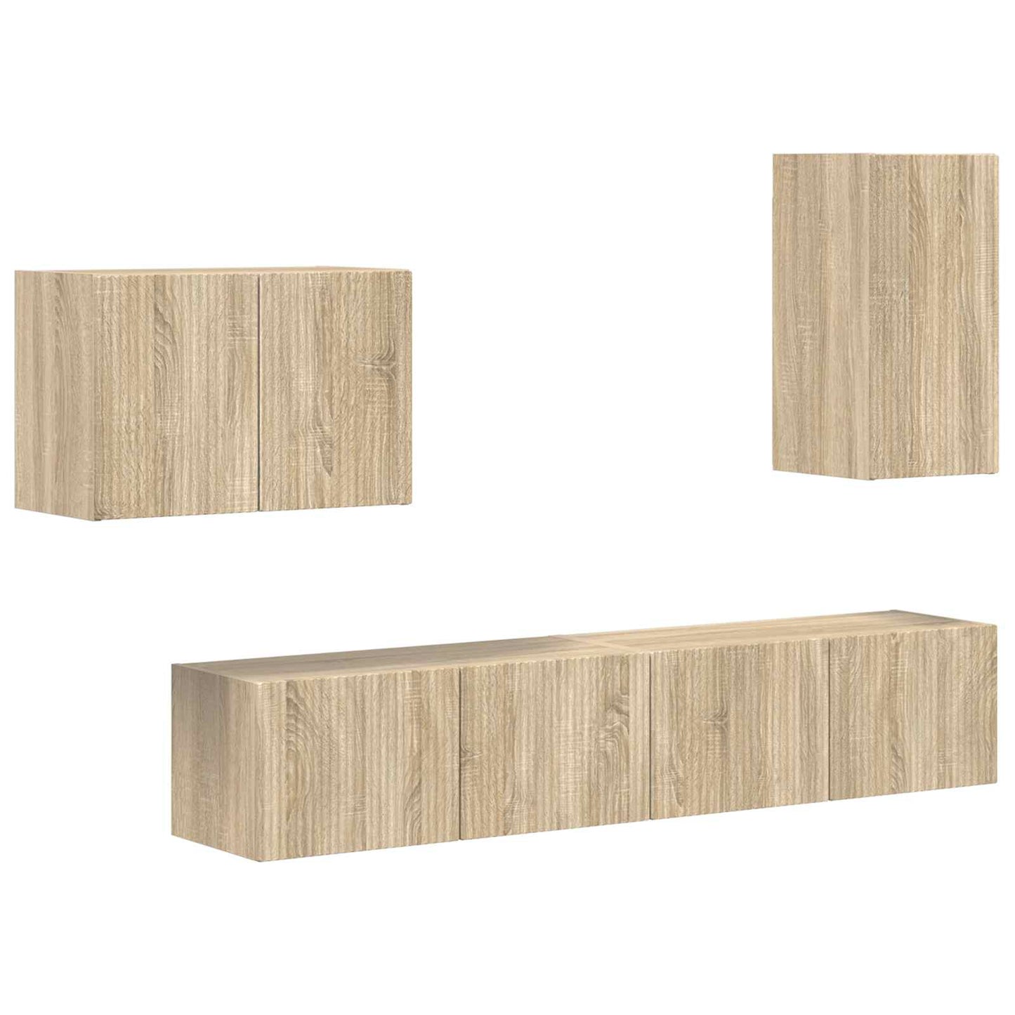 TV-Wandregal-Set Wandmontiert 4 pcs Sonoma-Eiche Holzwerkstoff
