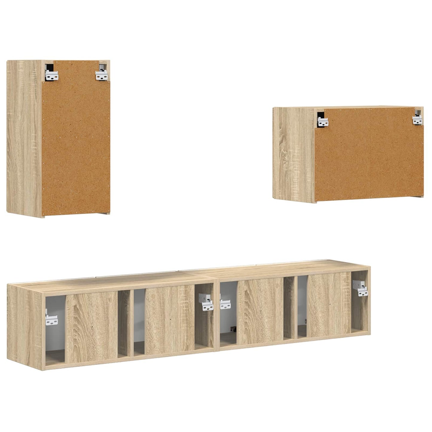 TV-Wandregal-Set Wandmontiert 4 pcs Sonoma-Eiche Holzwerkstoff