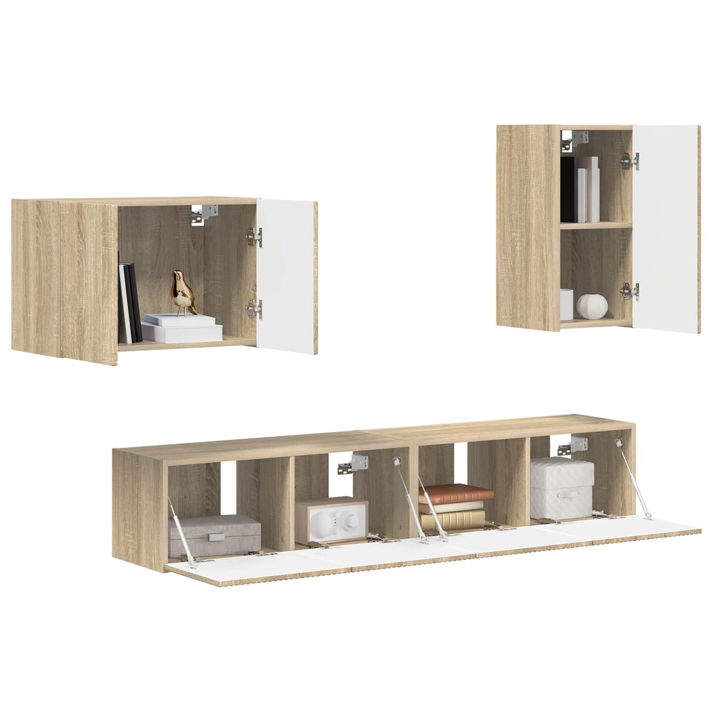 TV-Wandregal-Set Wandmontiert 4 pcs Sonoma-Eiche Holzwerkstoff
