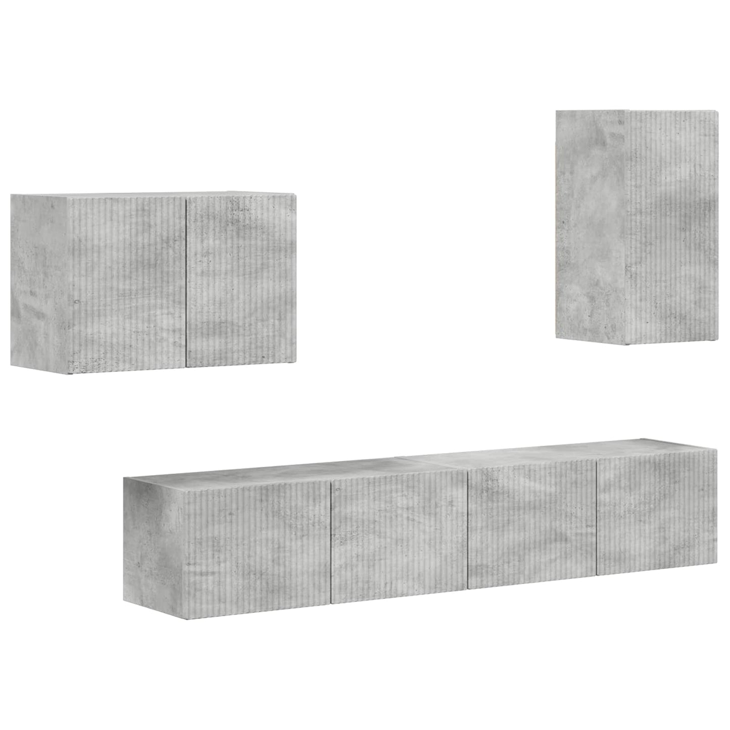 TV-Wandregal-Set Wandmontiert 4 pcs Beton Grau Holzwerkstoff