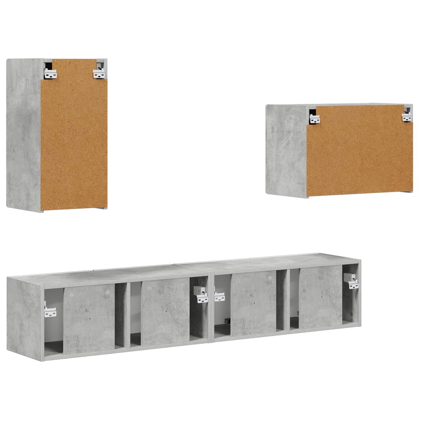 TV-Wandregal-Set Wandmontiert 4 pcs Beton Grau Holzwerkstoff