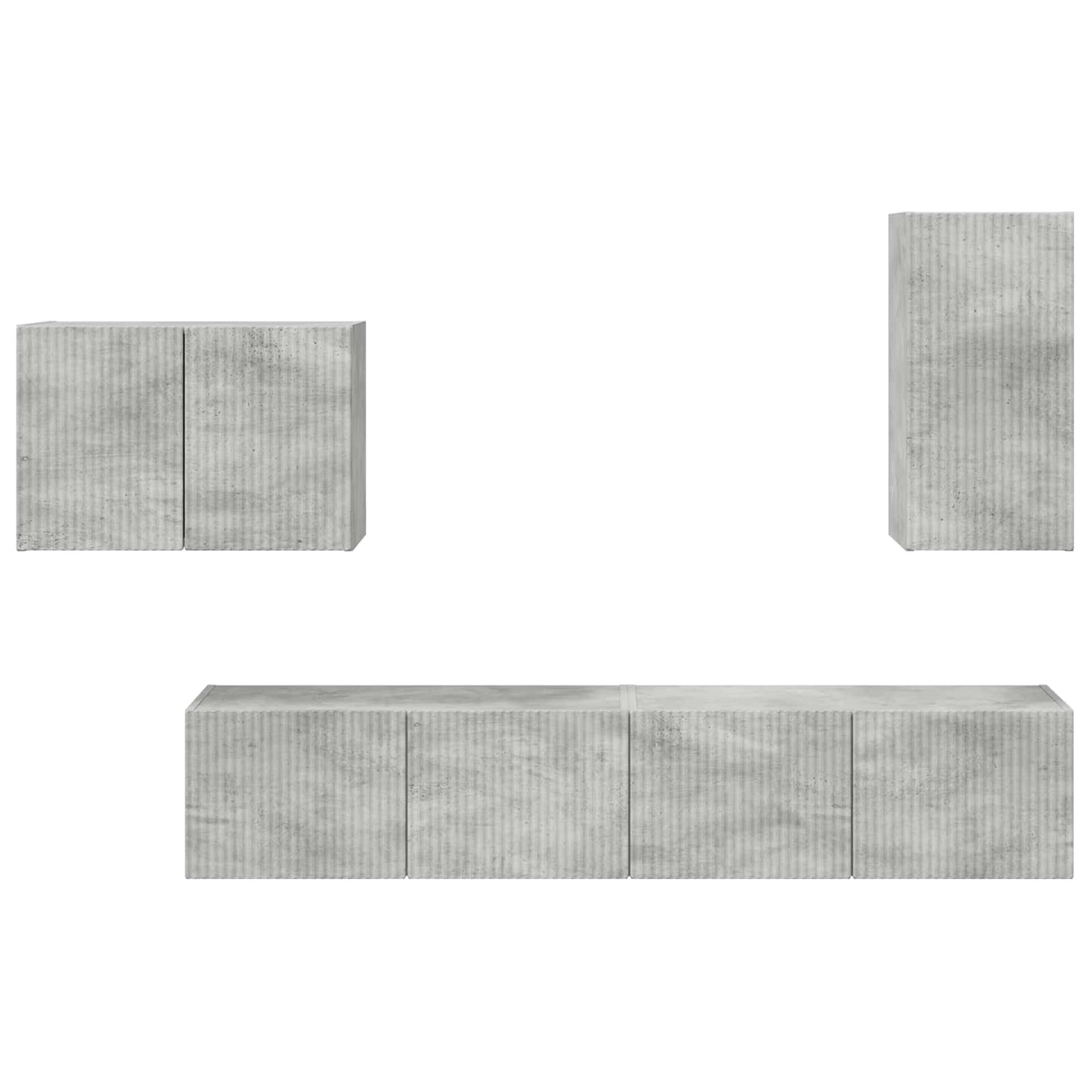 TV-Wandregal-Set Wandmontiert 4 pcs Beton Grau Holzwerkstoff