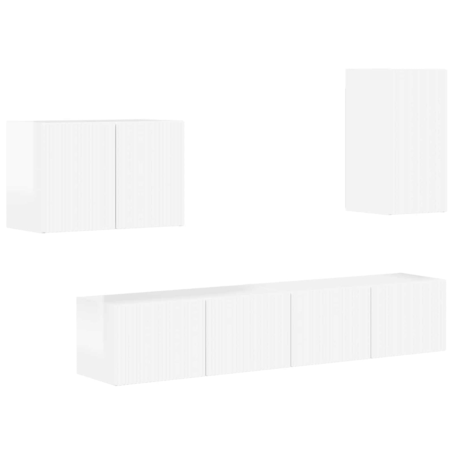TV-Wandregal-Set 4 pcs Hochglanz Weiß Holzwerkstoff
