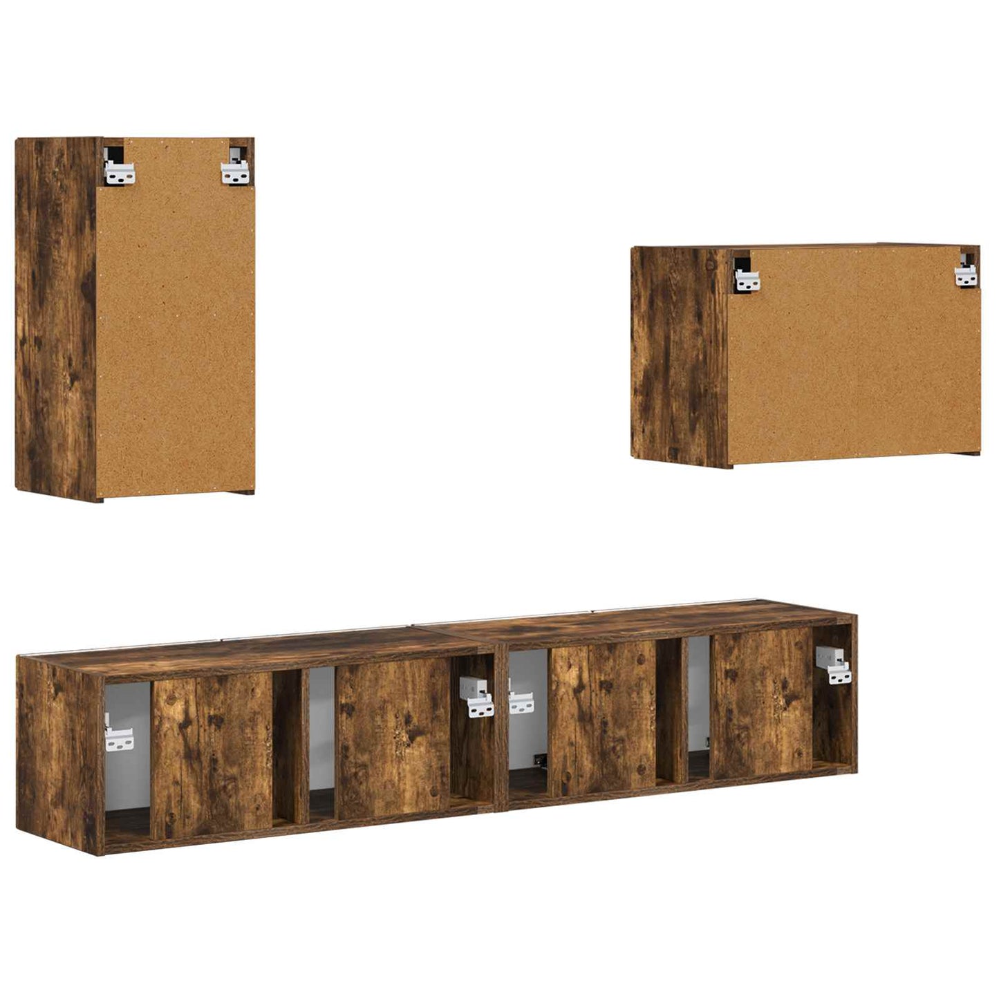 TV-Wandregal-Set 4 pcs Geräucherte Eiche Holzwerkstoff