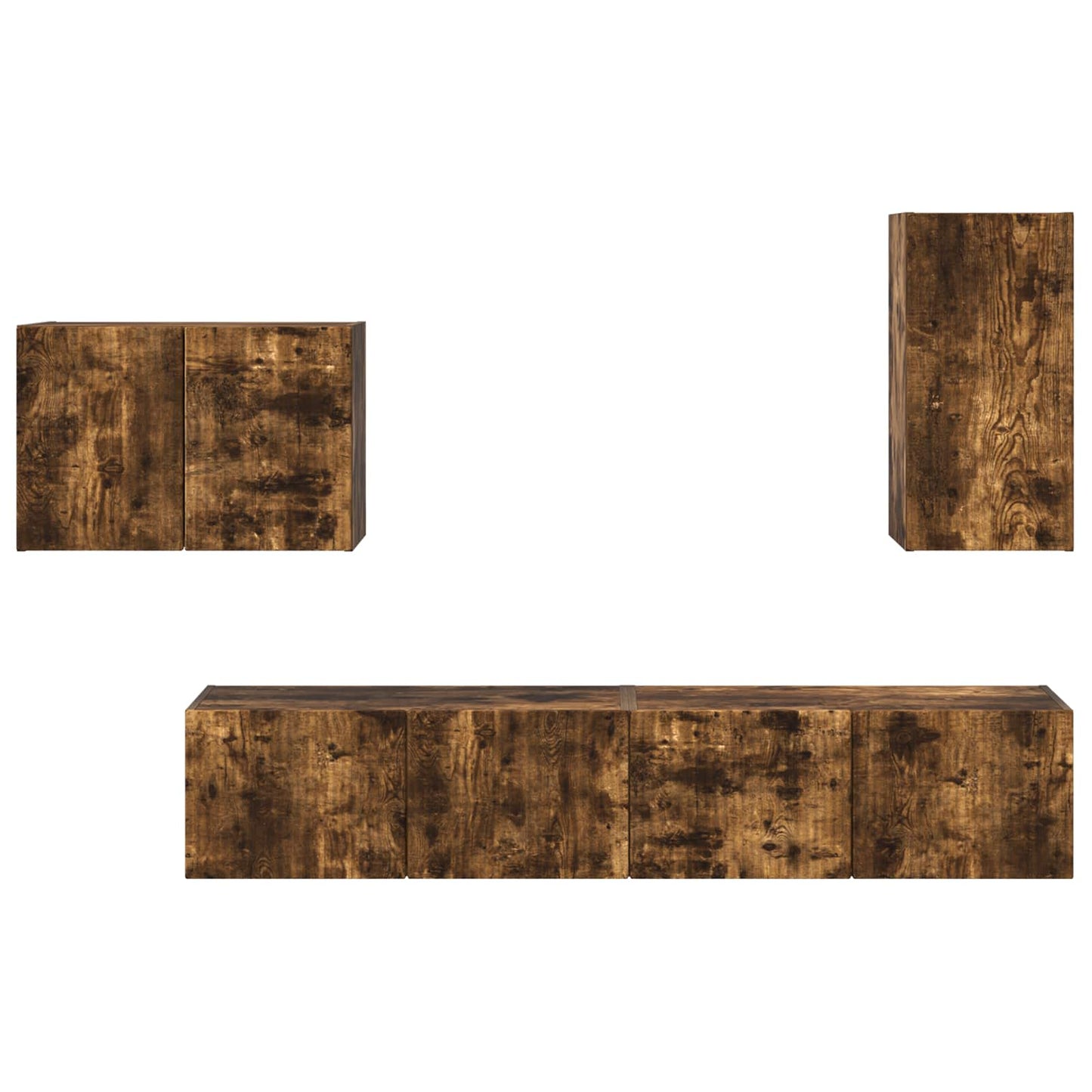 TV-Wandregal-Set 4 pcs Geräucherte Eiche Holzwerkstoff