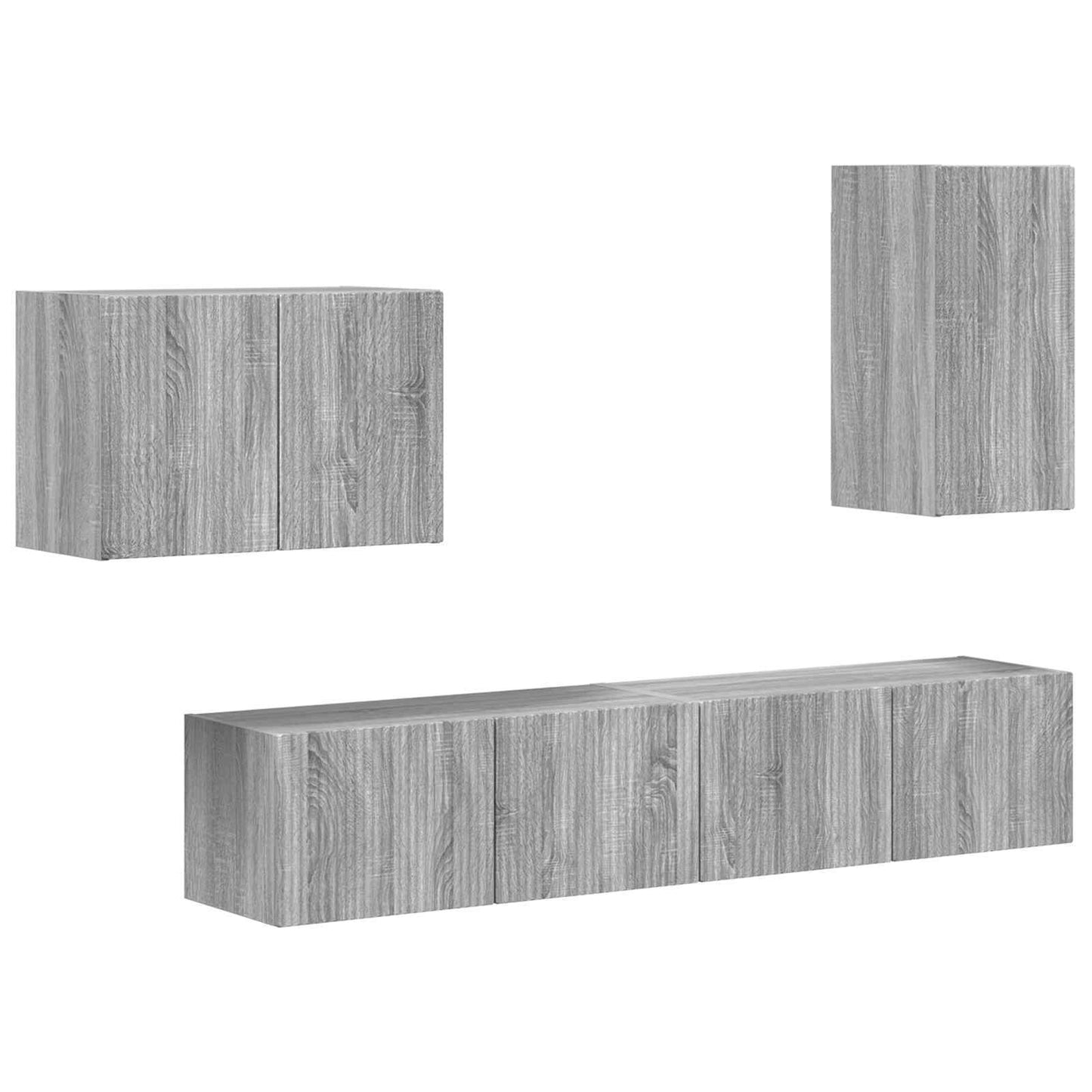 TV-Wandregal-Set Wandmontiert 4 pcs Graues Sonoma Holzwerkstoff