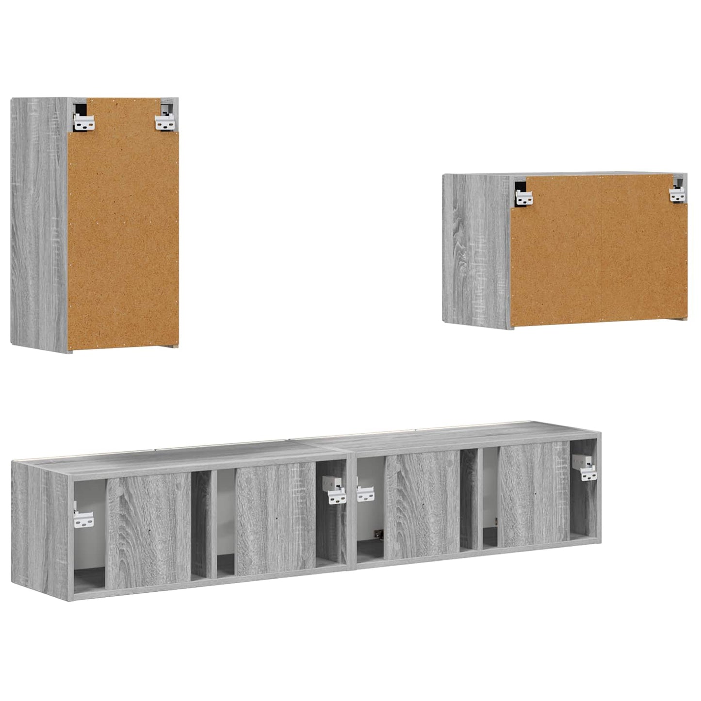 TV-Wandregal-Set Wandmontiert 4 pcs Graues Sonoma Holzwerkstoff