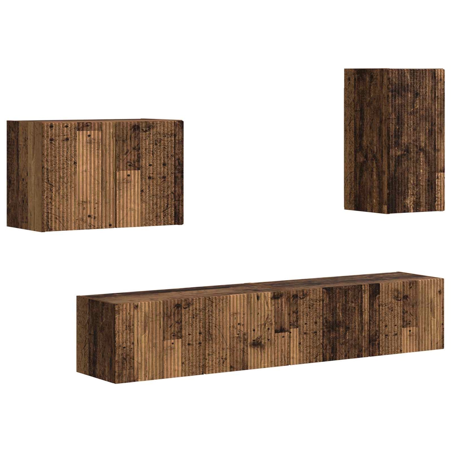 TV-Wandregal-Set Wandmontiert 4 pcs Altholz Holzwerkstoff