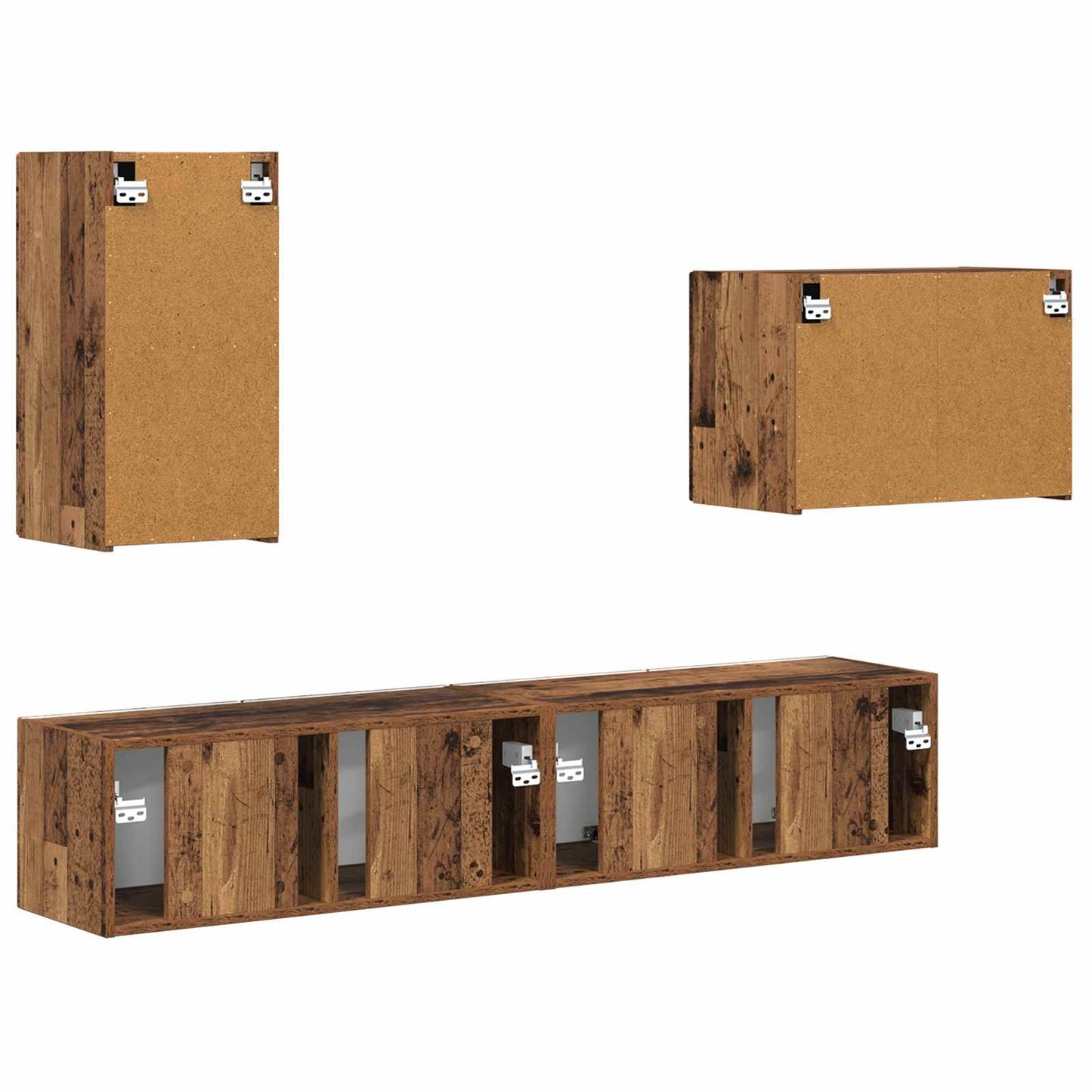 TV-Wandregal-Set Wandmontiert 4 pcs Altholz Holzwerkstoff