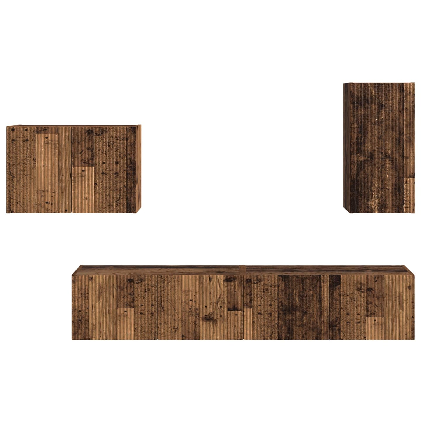 TV-Wandregal-Set Wandmontiert 4 pcs Altholz Holzwerkstoff