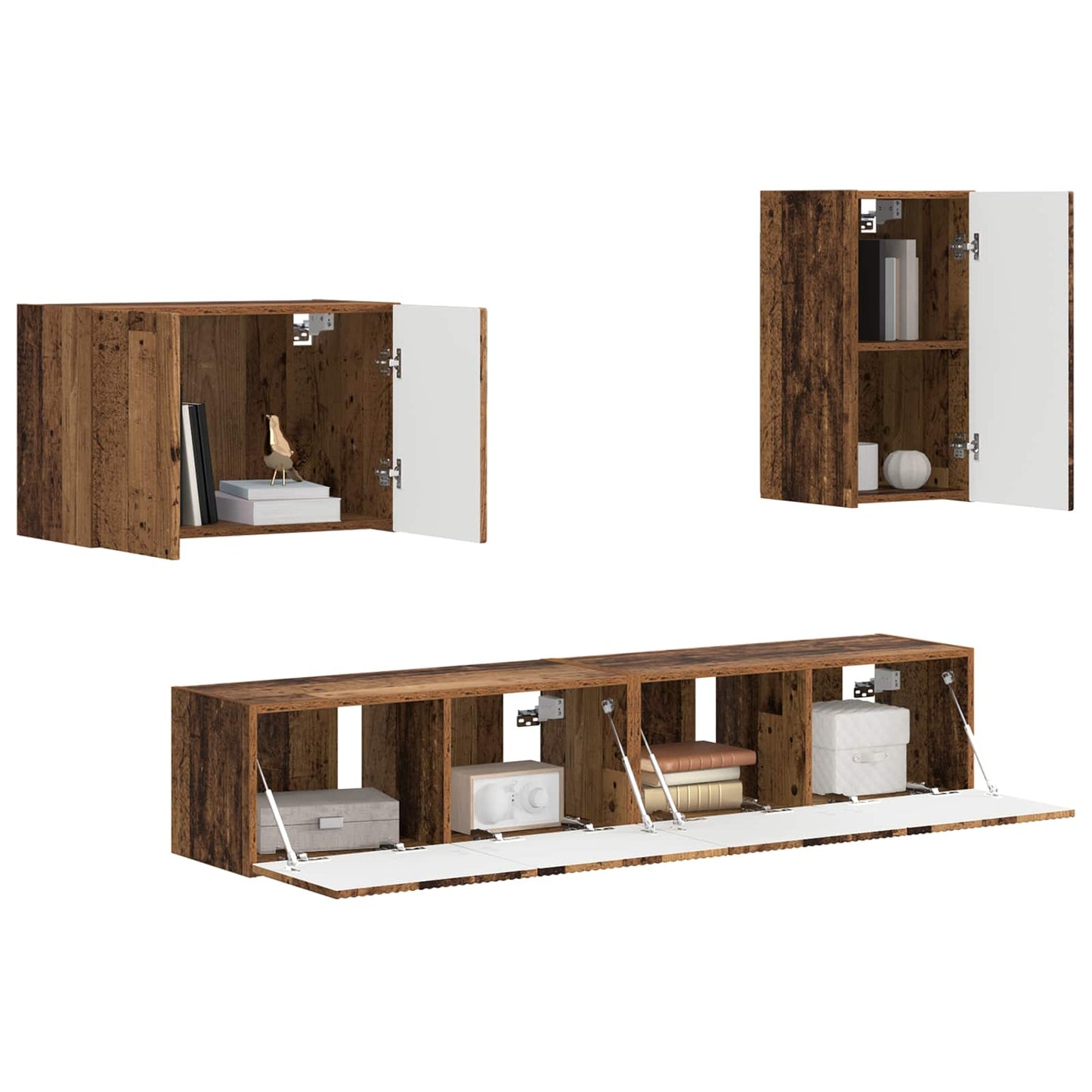 TV-Wandregal-Set Wandmontiert 4 pcs Altholz Holzwerkstoff