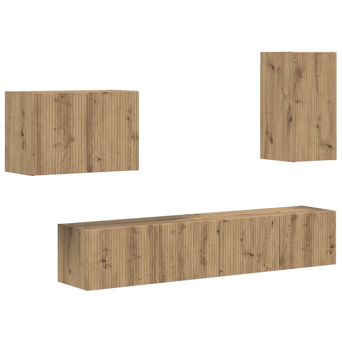 TV-Wandregal-Set Wandmontiert 4 pcs Artisan-Eiche Holzwerkstoff