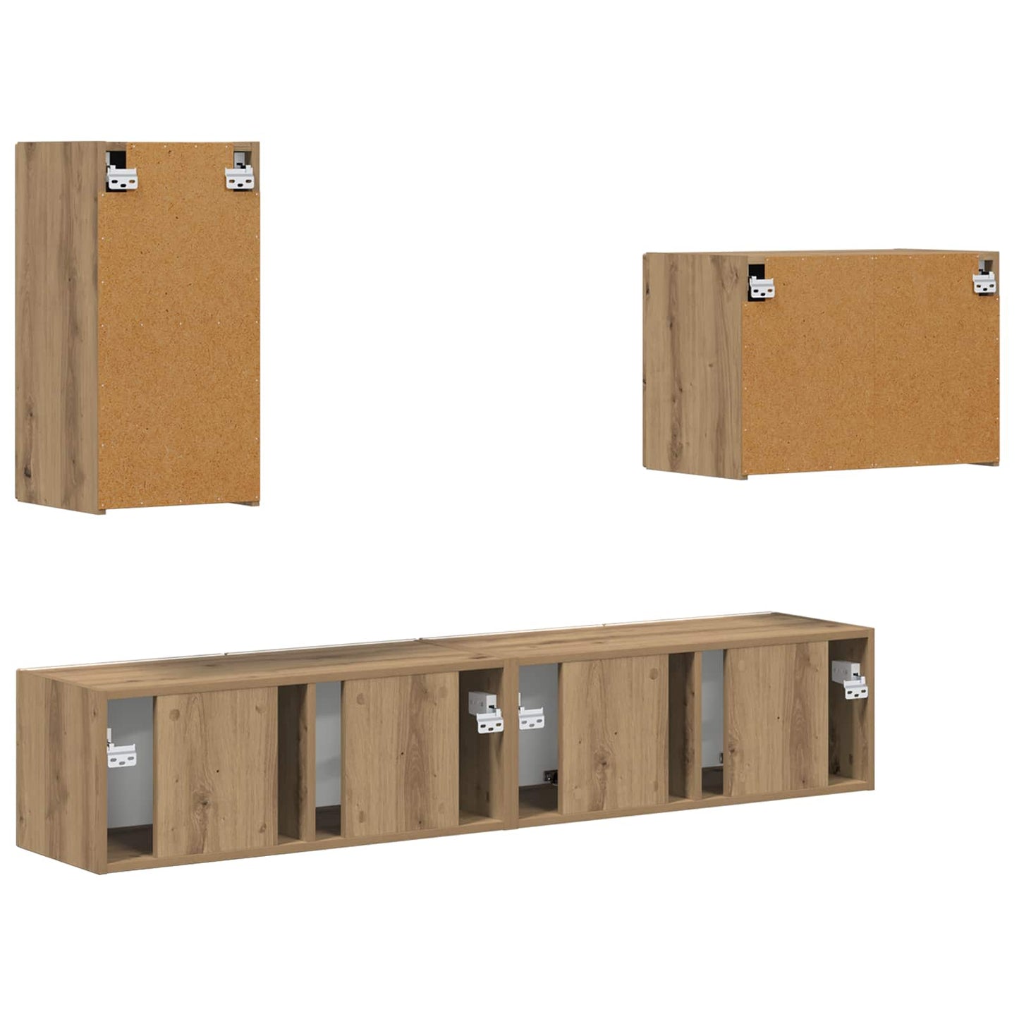 TV-Wandregal-Set Wandmontiert 4 pcs Artisan-Eiche Holzwerkstoff
