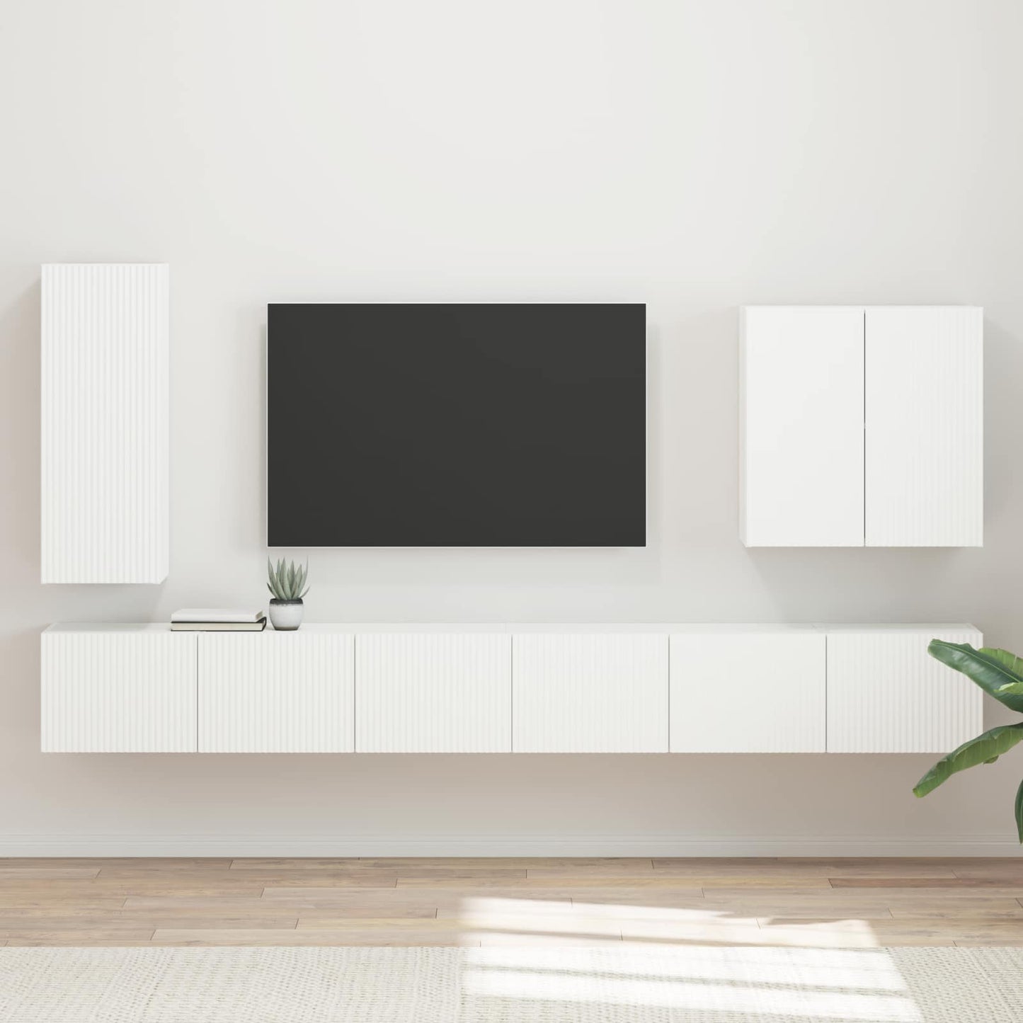 TV-Wandregal-Set Wandmontiert 6 pcs Weiß