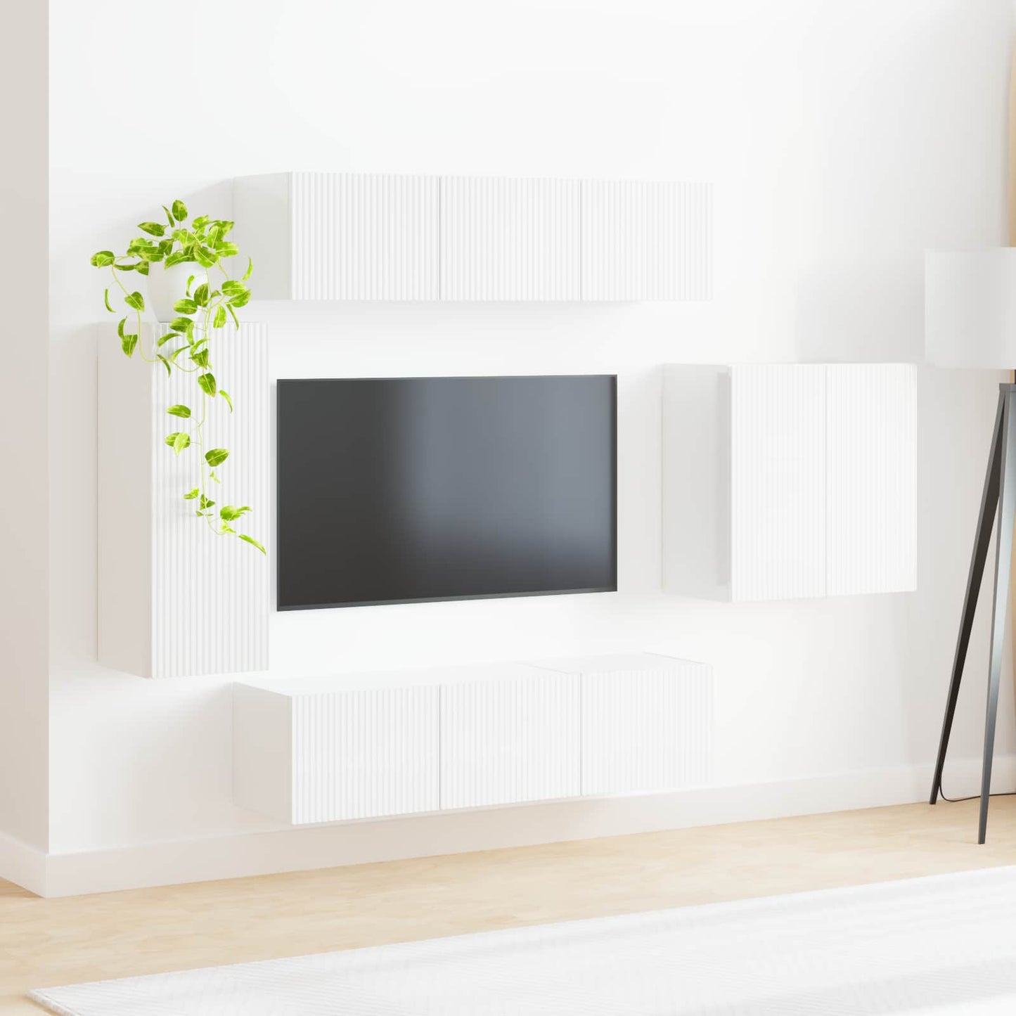 TV-Wandregal-Set Wandmontiert 6 pcs Weiß