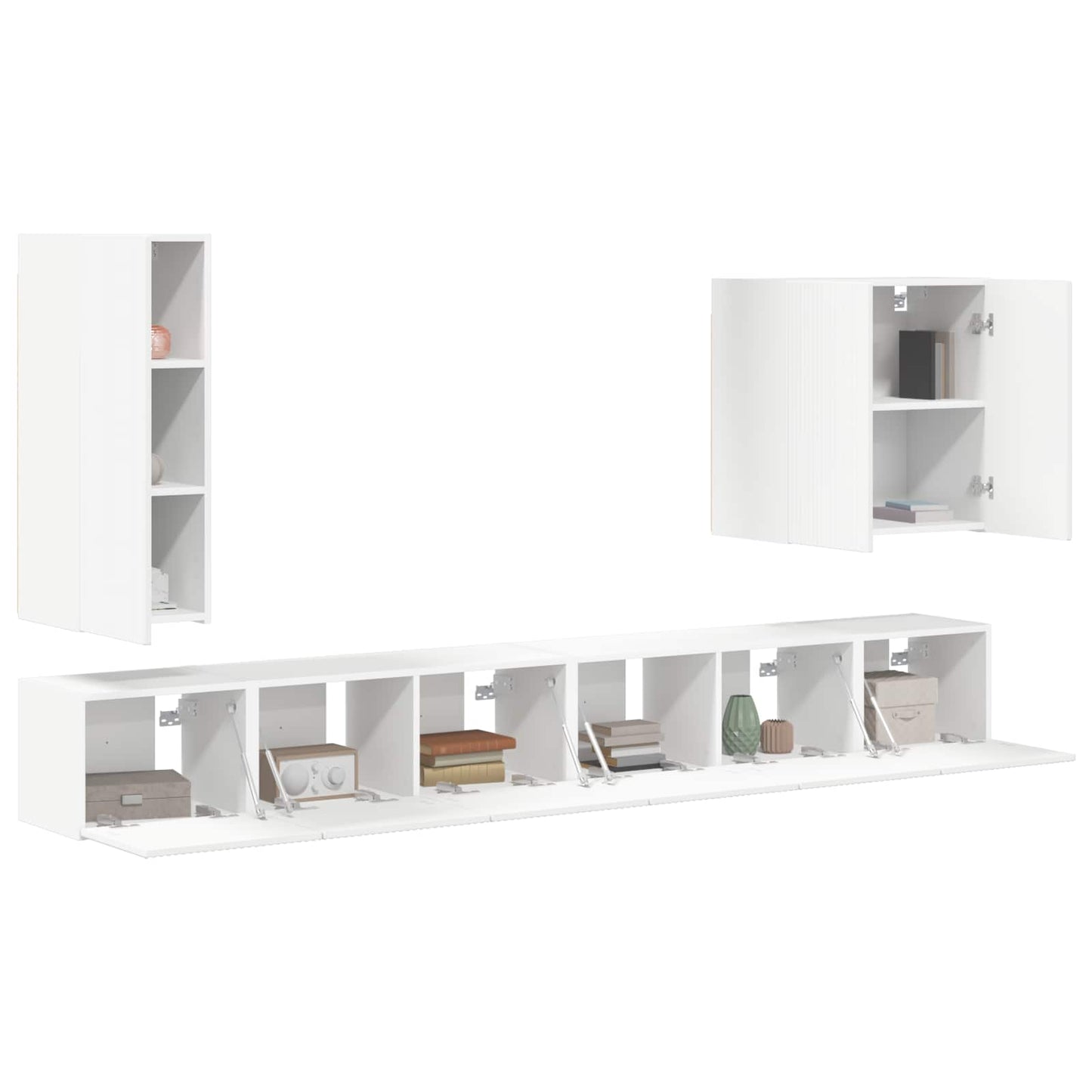 TV-Wandregal-Set Wandmontiert 6 pcs Weiß