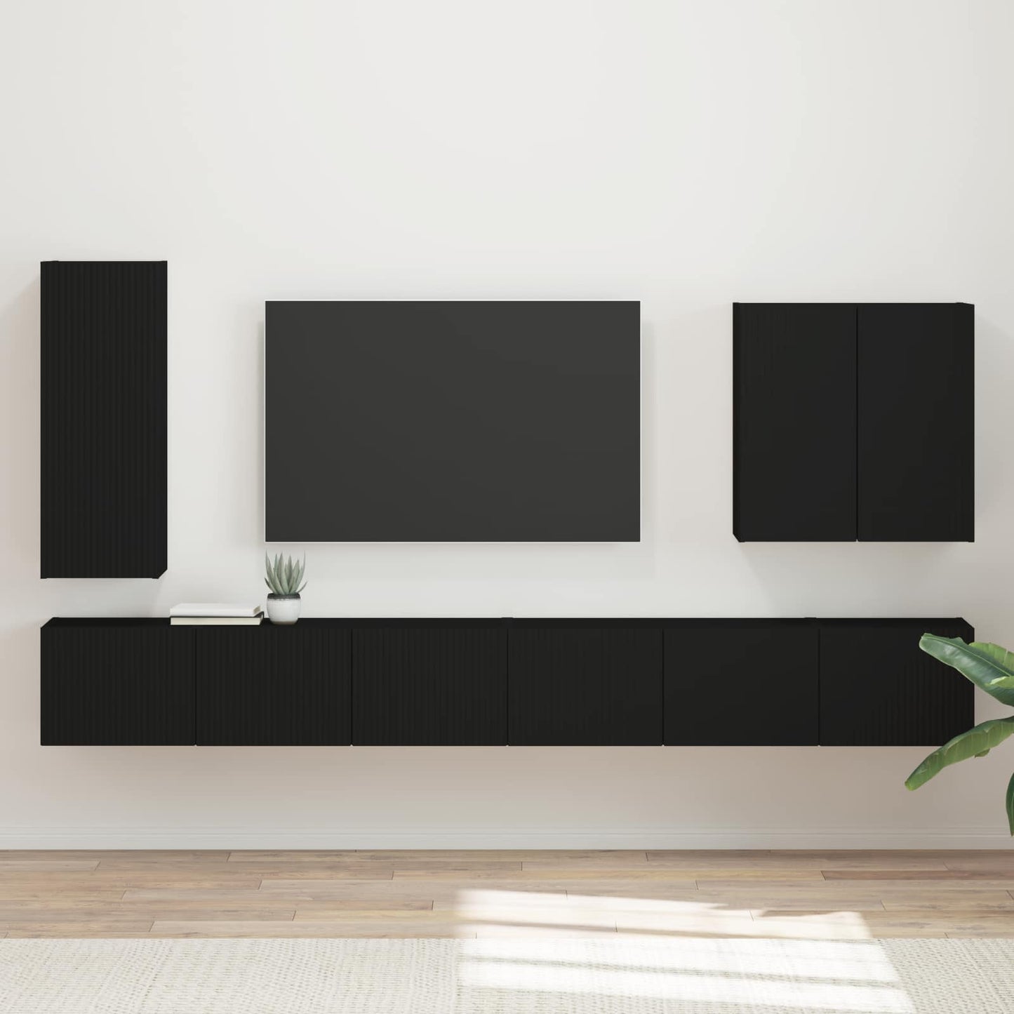 TV-Wandregal-Set Wandmontiert 6 pcs Schwarz