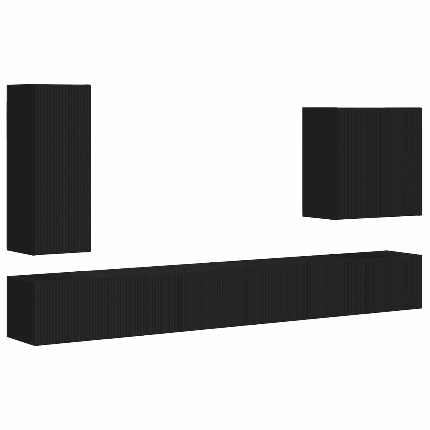 TV-Wandregal-Set Wandmontiert 6 pcs Schwarz