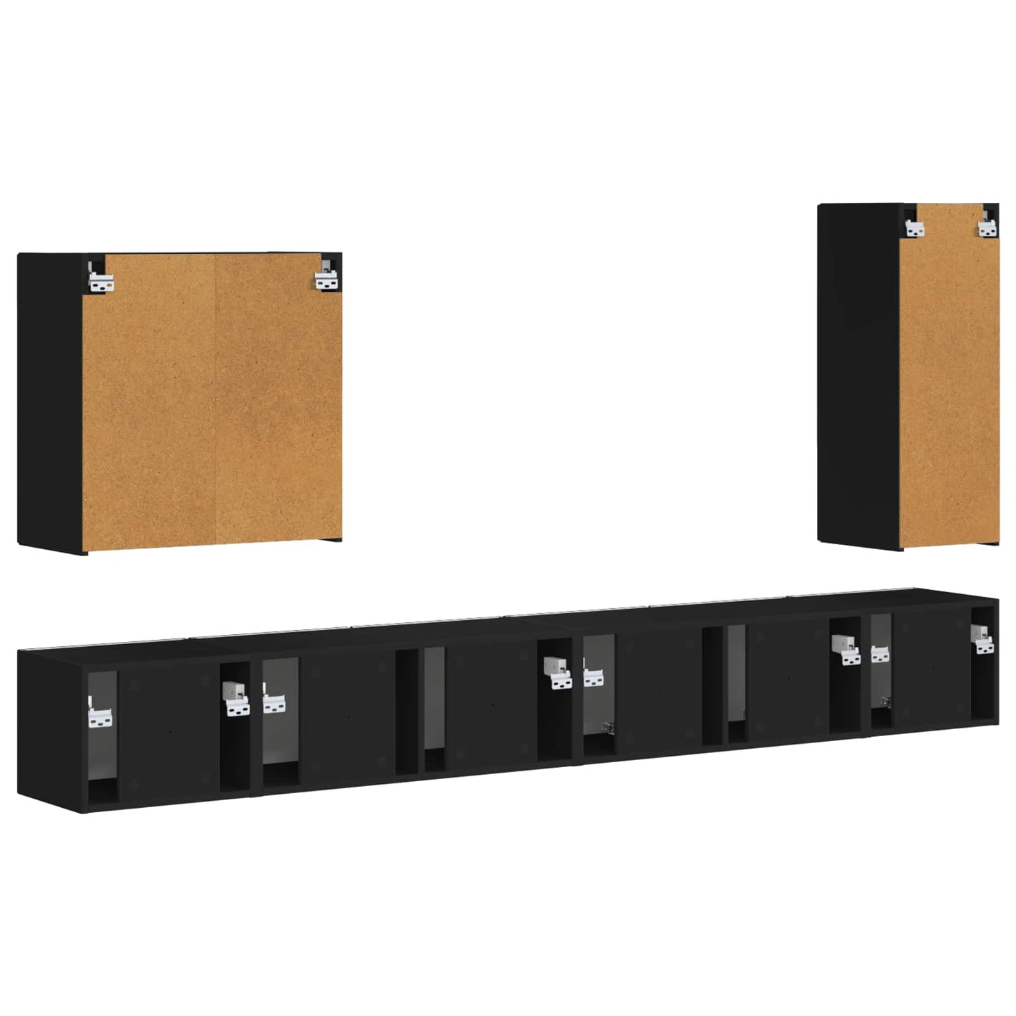 TV-Wandregal-Set Wandmontiert 6 pcs Schwarz