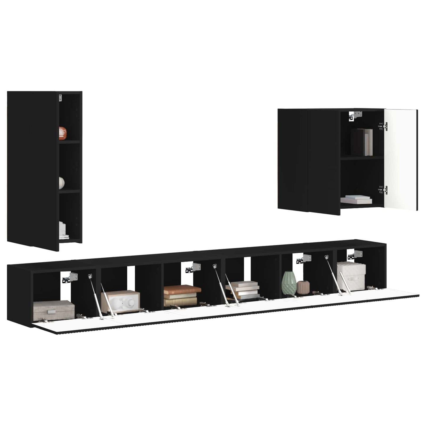 TV-Wandregal-Set Wandmontiert 6 pcs Schwarz
